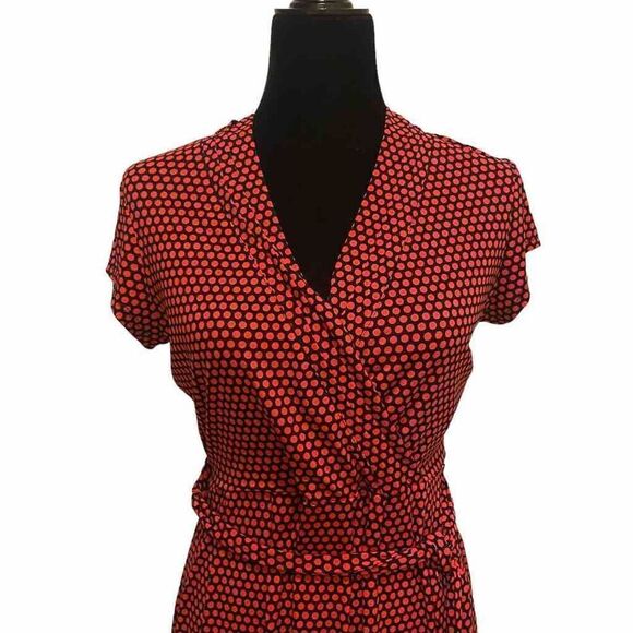 Liz Claiborne Faux Wrap Polka Dot Dress Size Small - Picture 2 of 11